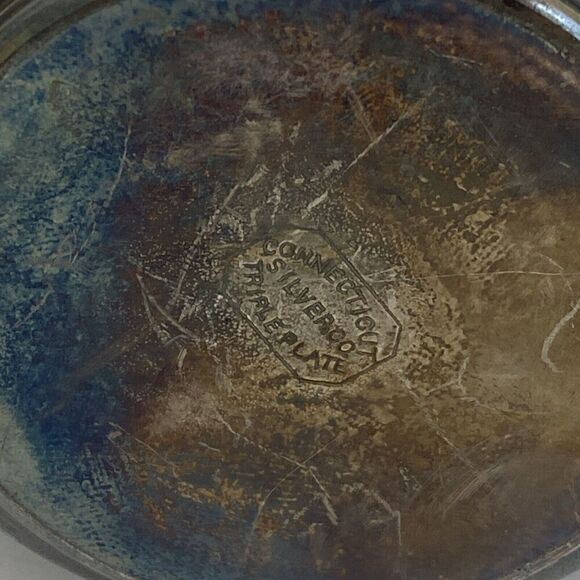 Antique Connecticut Silver Co Triple Silver Plate Etched 1920 Sugar Creamer Set - Picture 8 of 12